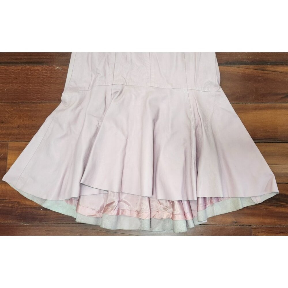 Vintage Pink Leather Strapless Dress Size 8 Mermaid Midi Genuine Leather USA - Picture 3 of 13
